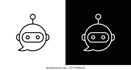 Iconos de la burbuja del discurso del chatbot Vector blanco y negro, conjunto de iconos de línea.