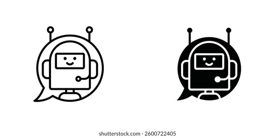 Chatbot speech bubble icons set for apps and web ui designs. simple isolated graphics.