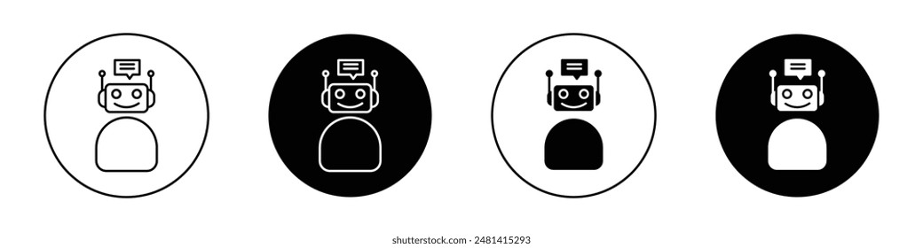 Chatbot speech bubble outlined icon vector collection.