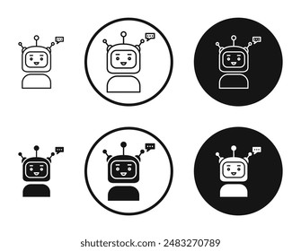 Chatbot speech bubble outlined icon vector collection.