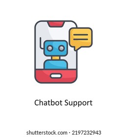 Chatbot Support Filled Outline Vector Icon Design illustration on White background. EPS 10 File