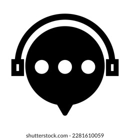 Chatbot support silhouette icon. Vector.