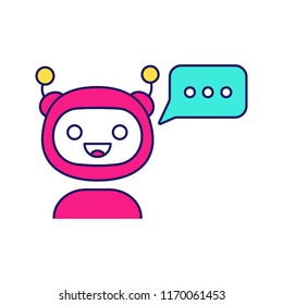 Chatbot with three dots in speech bubble color icon. Modern robot. Online virtual assistant. Chat bot. Digital support. Isolated vector illustration