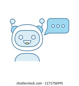 Chatbot with three dots in speech bubble color icon. Modern robot. Online virtual assistant. Chat bot. Digital support. Isolated vector illustration