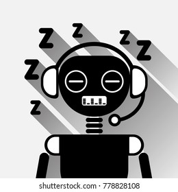 Chatbot Tired Sleep Icon Concept Black Chat Bot Or Chatterbot Service Of Online Support Technology Vector Illustration