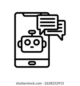 Vector De Chatbot Icono Lineal Sobre Fondo Blanco.