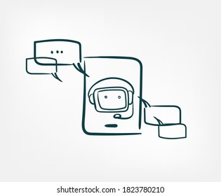 chatbot vector sign abstract line doodle isolated hand drawn