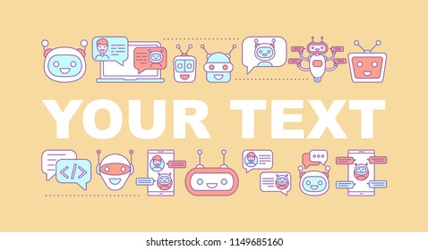 Chatbot word concepts banner. Chat bot. Service robot. Isolated lettering typography idea with linear icons. Machine learning. Artificial intelligence. Vector outline illustration