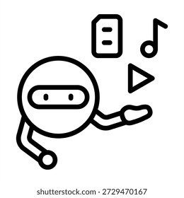 Icono de la creación del contenido de los chatbots - estilo negro de los iconos del contorno para la Tecnología artificial y de la IA