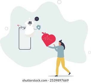 Chatbots in healthcare with health support and assistance.Digital doctor with patient treatment consultations, prescriptions specialist and smart modern tool .flat characters.