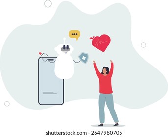 Chatbots em cuidados de saúde com apoio e assistência de saúde.Médico digital com consultas de tratamento do paciente, especialista em receitas e ferramenta moderna inteligente.