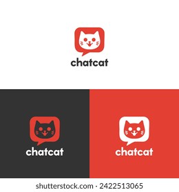 Variaciones de diseño de iconos de aplicación de ChatCat configuradas en fondos blancos, negros y rojos