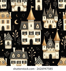 Chateau Castle Print Design in Vector