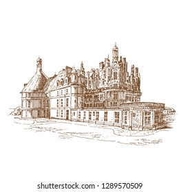 Chateau de Chambord. Engraving