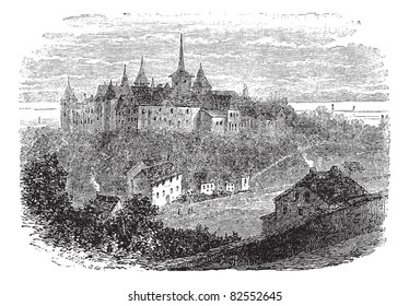 Chateau du Val-Boury in Neufchatel-en-Bray, France, vintage engraved illustration. Trousset encyclopedia (1886 - 1891).