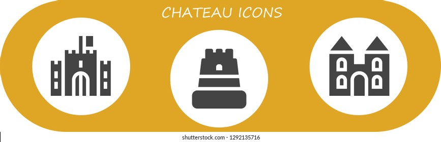  chateau icon set. 3 filled chateau icons. Simple modern icons about  - Castle
