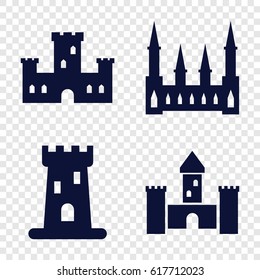 Chateau icons set. set of 4 chateau filled icons such as 