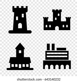 Chateau icons set. set of 4 chateau filled icons such as