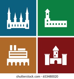 Chateau icons set. set of 4 chateau filled icons such as