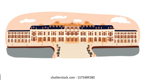 Chateu de Versailles / Palace of Versailles vector illustration. Vintage landmark.