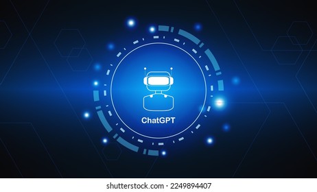 chatGPT Ai artificial intelligence technology hitech concept. chat GPT with smart bot, open Ai, line, lights, technology Abstract, vector. design for chat, web banner, background, transformation.