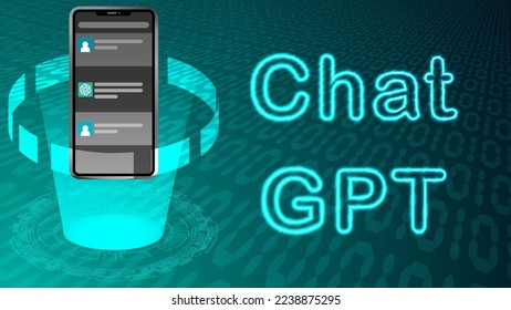 ChatGPT, artificial intelligence chatbot. Chat GPT conversation method illustrations.Chatbot illustration for banner, poster, website, landing page, ads, flyer template.