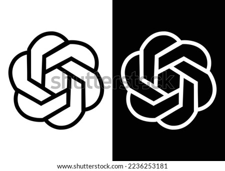 ChatGPT black logo and white logo on black background  vector in eps 8 format. chat gpt is open ai articfical chat bot system.
