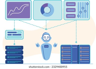 ChatGPT-Chatbot - Illustration künstlicher Intelligenz - Infografik-Set-Konzept