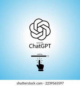 ChatGPT icon or logo in blue background. hand click icon and loading icon