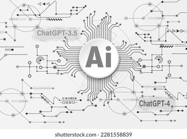 ChatGPT OpenAi and line technology network background. Smart AI or Artificial Intelligence vector illustration using Chatbot.Digital technology and Abstract background concept.