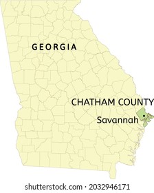 Chatham County and city of Savannah location on Georgia state map