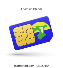 Chatham Islands mobile phone sim card with flag. Vector illustration.