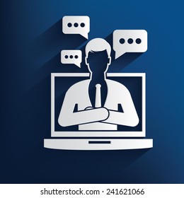Chat,human resource design on blue background,clean vector
