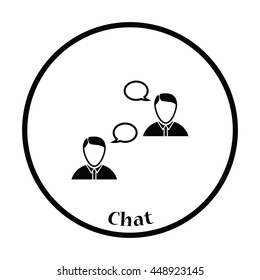Chating businessmen icon. Thin circle design. Vector illustration.