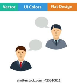 Chating businessmen icon. Vector illustration.