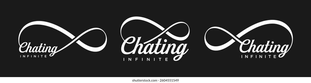 chating Infinity logo design, wordmark chating with Infinity icon combination, vector illustration
