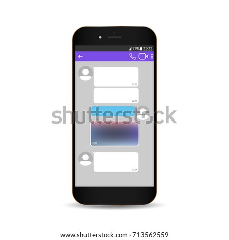 Chating and messaging concept. Messenger window. Blank template.Vector realistic smartphone with chat boxes.