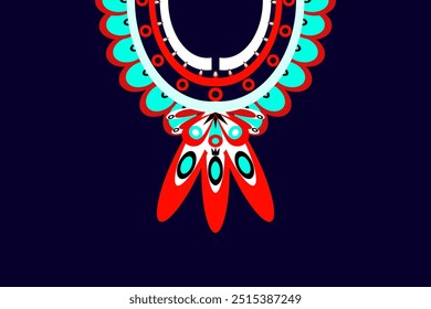 Chatpan style necklace pattern that is geometric. Suitable for women who want unique colorful feather patterns. Vector made for Fashion backgrounds, wallpapers, backgrounds, shirt patterns, and more.