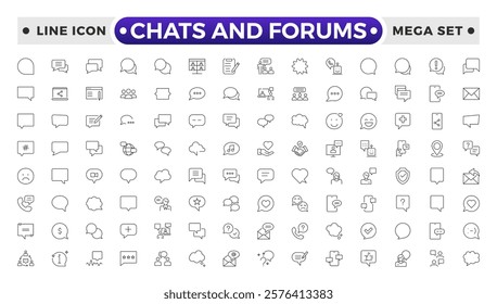 Chats and Forums icon .Approved, Checkmark box and Social media message. Chat and quote line icons. Chat speech bubble, Tick or check mark, Comment quote icons. Think, approved talk, speech bubble.
