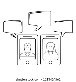 Chats on smartphone in black and white