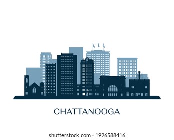 Chattanooga skyline, monochrome silhouette. Vector illustration.