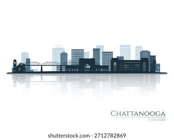 Chattanooga Skyline Silhouette mit Reflexion. Landschaft Chattanooga, Tenessee Vektorgrafik.