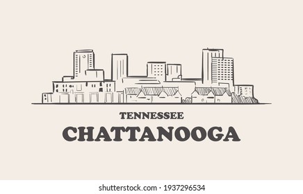 Chattanooga skyline, tennessee drawn sketch