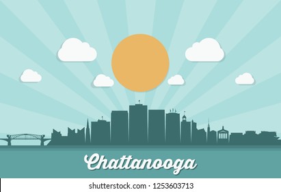 Chattanooga skyline - Tennessee, United States of America, USA - vector illustration