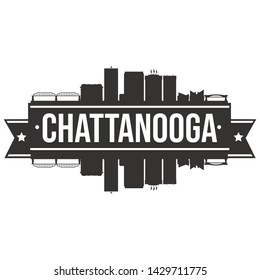 Chattanooga Teennessee. Skyline Silhouette City. Cityscape Design Vector. Stencil Famous Monuments Tourism.