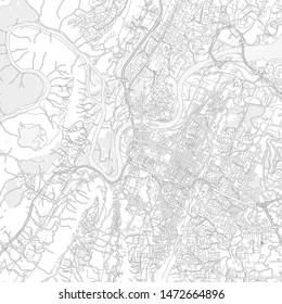 Chattanooga, Tennessee, USA, bright outlined vector map with bigger and minor roads and steets created for infographic backgrounds.