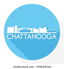 Chattanooga, TN, USA Round Button City Skyline Design. Silhouette Stamp Vector Travel Tourism.