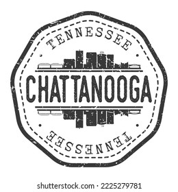 Chattanooga, TN, USA Stamp Skyline Postmark. Silhouette Postal Passport. City Round Vector Icon. Vintage Postage Design.