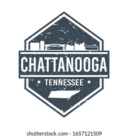 Chattanooga, TN, USA Travel Stamp Icon. Skyline City Design Tourism Diamond. Vector Illustration Grunge.