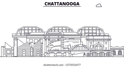 Chattanooga , United States, outline travel skyline vector illustration. 